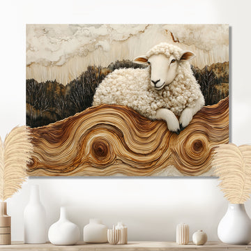 Abstract Sheep In Farm Landscape - Sheep Wall Art Prints